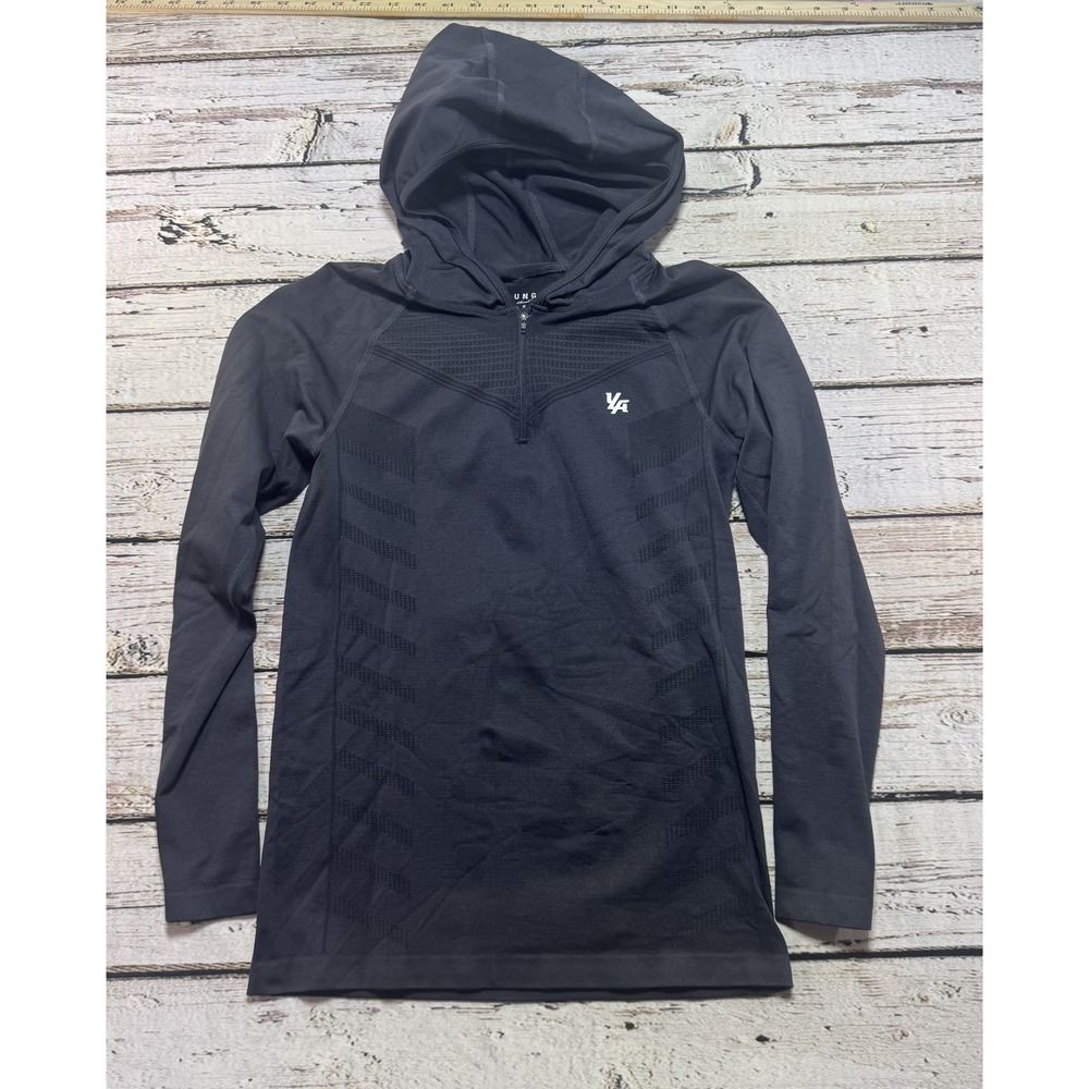 YoungLA Mens Supervillain Compression Hoodie Gray Quarter Zip Small Model #832